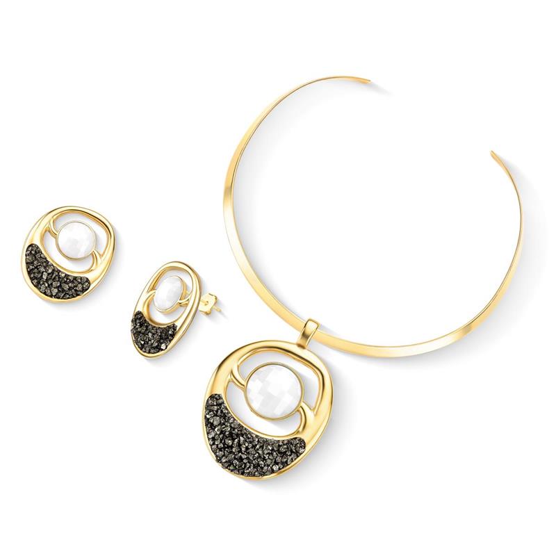 Conjunto Brilhato Pedras Naturais Brasileiras — Folheado a Ouro