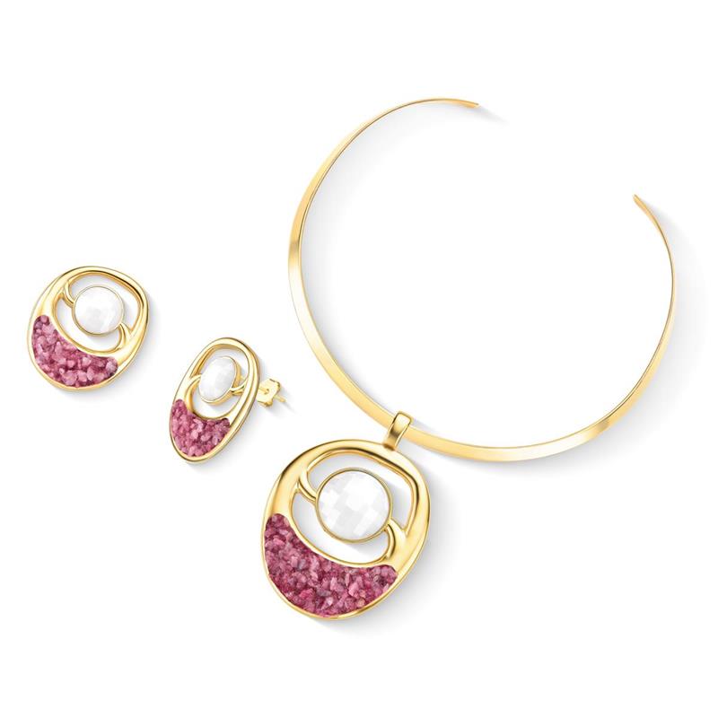 Conjunto Brilhato Pedras Naturais Brasileiras — Folheado a Ouro