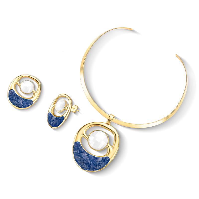 Conjunto Brilhato Pedras Naturais Brasileiras — Folheado a Ouro
