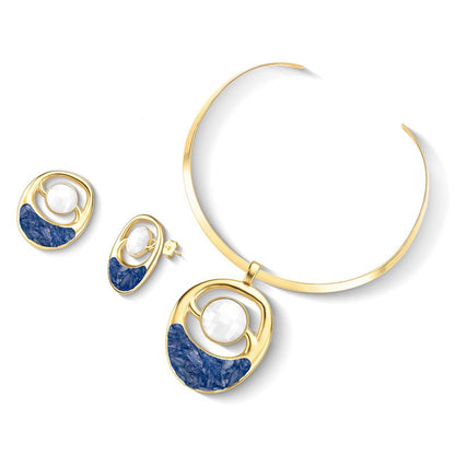Conjunto Brilhato Pedras Naturais Brasileiras — Folheado a Ouro