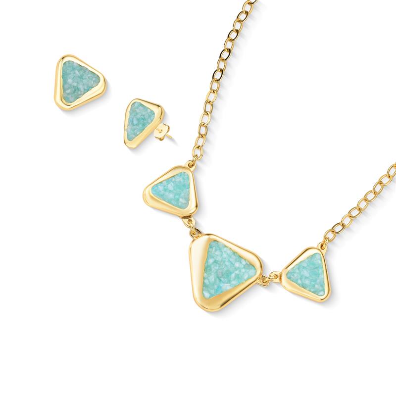 Conjunto Brilhato Pedras Naturais Brasileiras — Folheado a Ouro