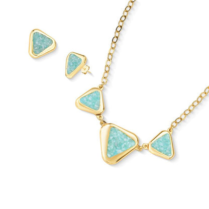Conjunto Brilhato Pedras Naturais Brasileiras — Folheado a Ouro