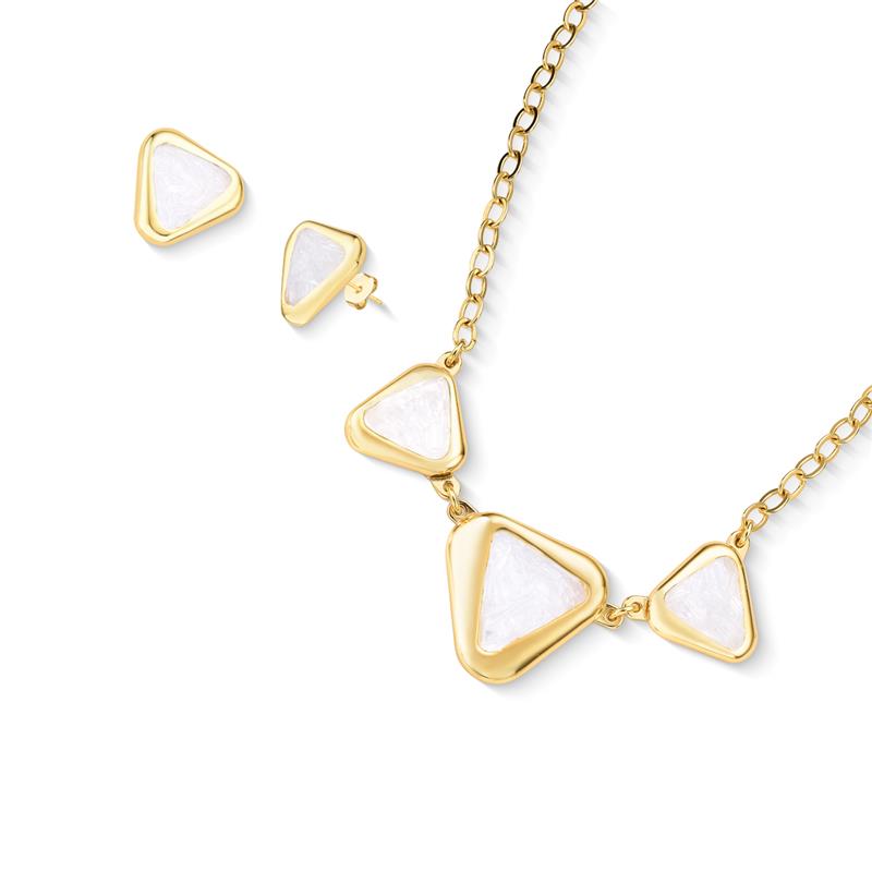 Conjunto Brilhato Pedras Naturais Brasileiras — Folheado a Ouro