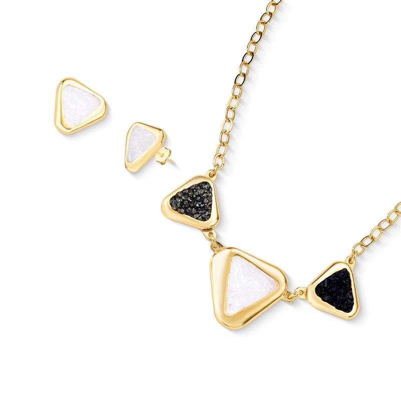 Conjunto Brilhato Pedras Naturais Brasileiras — Folheado a Ouro