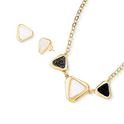Conjunto Brilhato Pedras Naturais Brasileiras — Folheado a Ouro