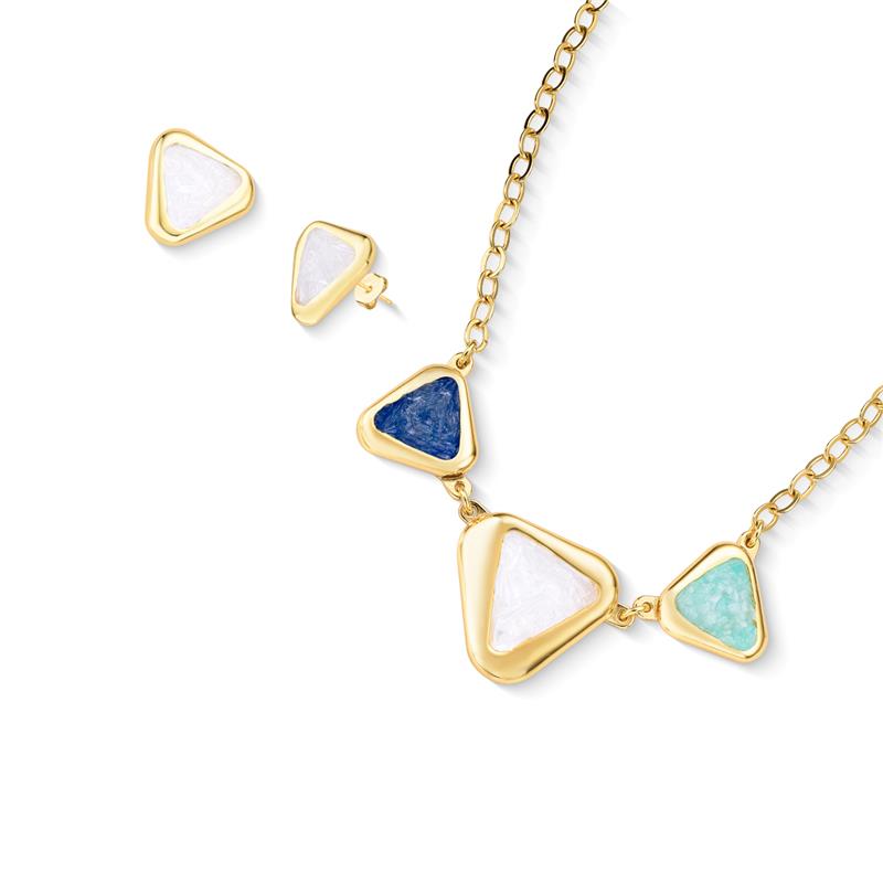 Conjunto Brilhato Pedras Naturais Brasileiras — Folheado a Ouro
