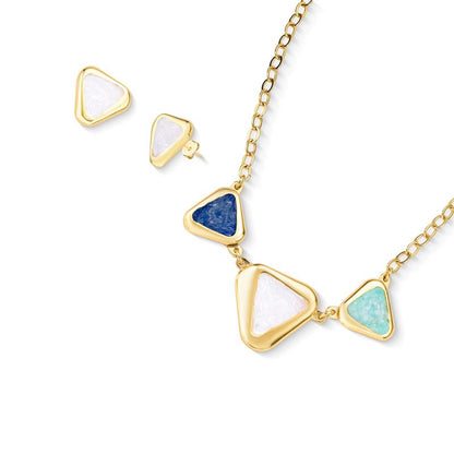 Conjunto Brilhato Pedras Naturais Brasileiras — Folheado a Ouro