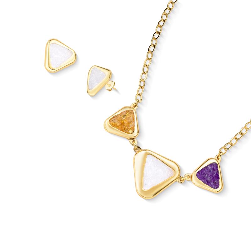Conjunto Brilhato Pedras Naturais Brasileiras — Folheado a Ouro