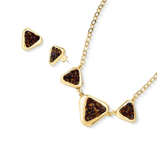 Conjunto Brilhato Pedras Naturais Brasileiras — Folheado a Ouro