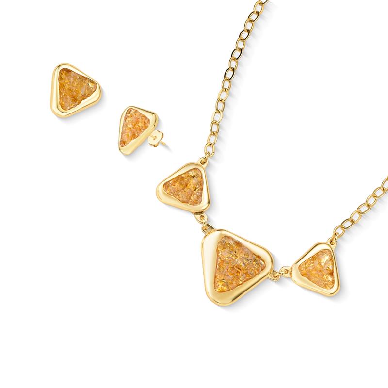 Conjunto Brilhato Pedras Naturais Brasileiras — Folheado a Ouro