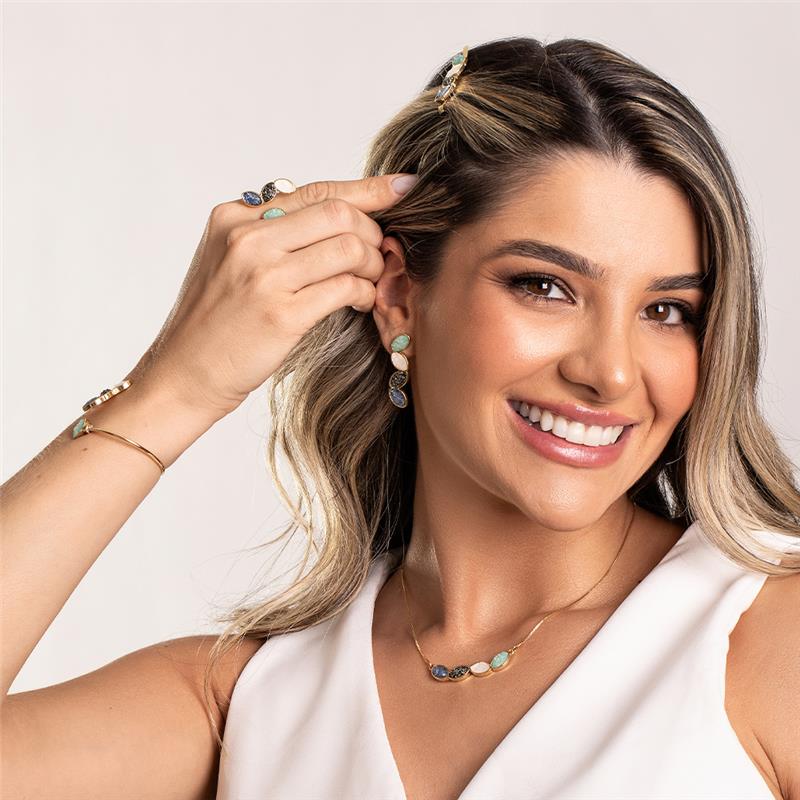 CONJUNTO FOLHEADO A OURO