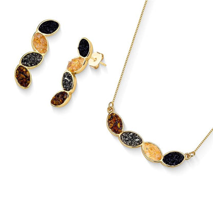 Conjunto Brilhato Pedras Naturais Brasileiras — Folheado a Ouro