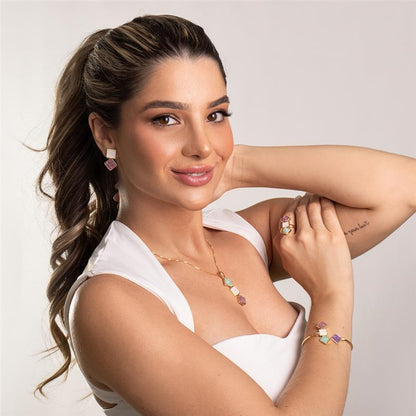 Conjunto Brilhato Pedras Naturais Brasileiras — Folheado a Ouro
