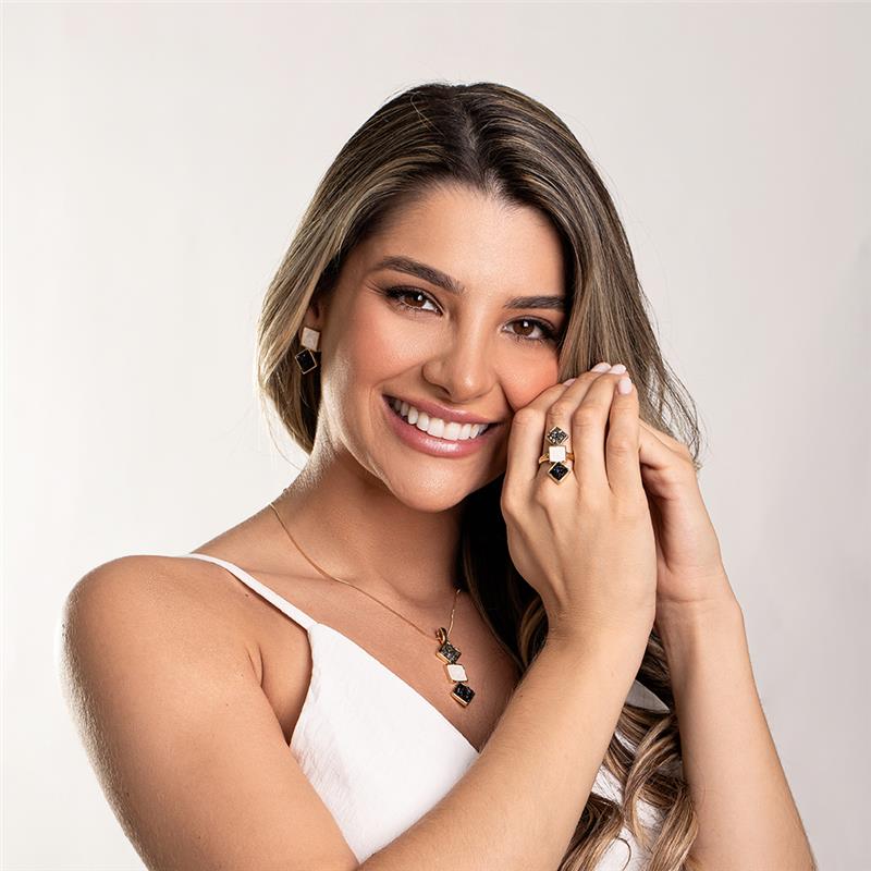 Conjunto Brilhato Pedras Naturais Brasileiras — Folheado a Ouro