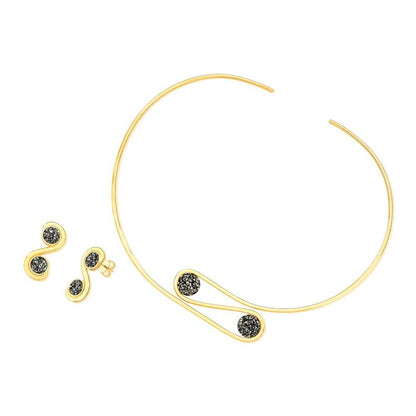 Conjunto Brilhato Pedras Naturais Brasileiras — Folheado a Ouro