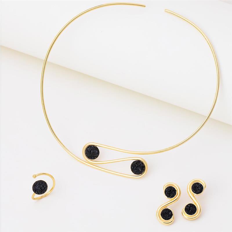 Conjunto Brilhato Pedras Naturais Brasileiras — Folheado a Ouro