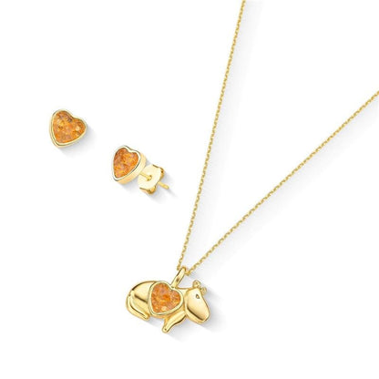 Conjunto Brilhato Pedras Naturais Brasileiras — Folheado a Ouro
