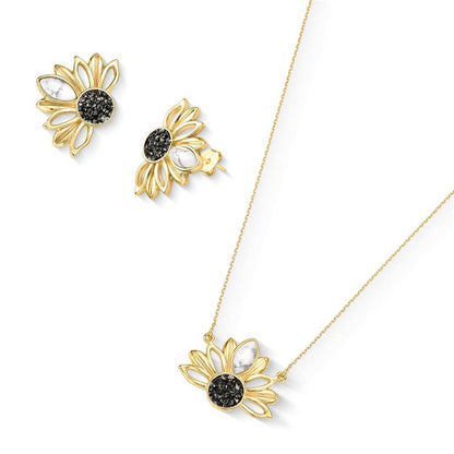 Conjunto Pirita e Howlita Branca folheado a ouro