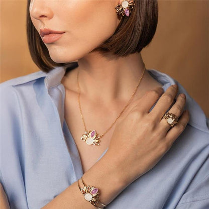 Conjunto Brilhato Pedras Naturais Brasileiras — Folheado a Ouro