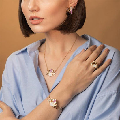 Conjunto Brilhato Pedras Naturais Brasileiras — Folheado a Ouro