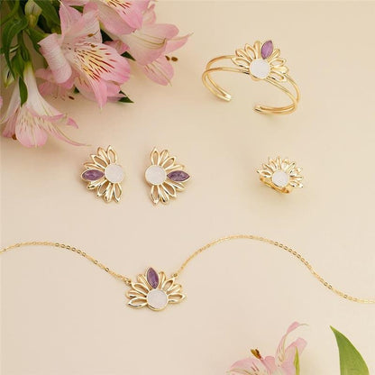 Conjunto Brilhato Pedras Naturais Brasileiras — Folheado a Ouro