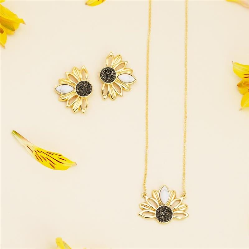 Conjunto Brilhato Pedras Naturais Brasileiras — Folheado a Ouro