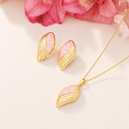Conjunto Florir com pingente folha e brinco
