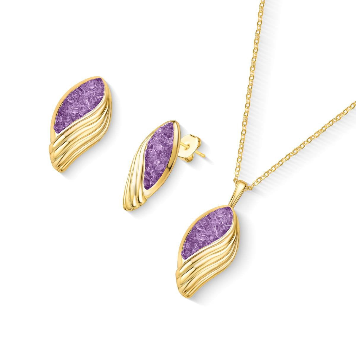 Conjunto Florir variação ametista folheado a ouro