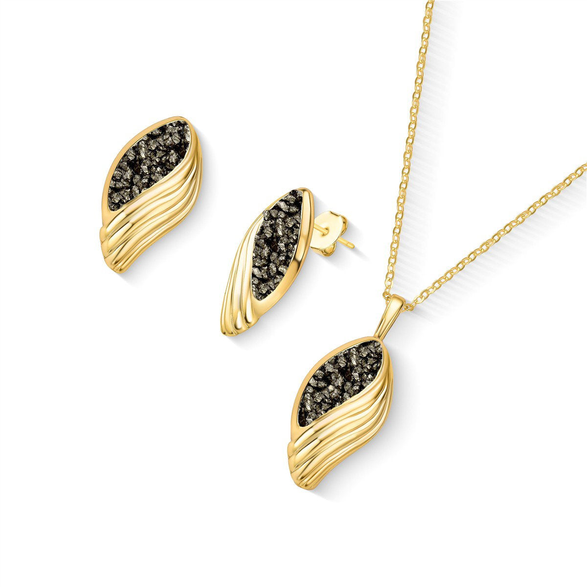 Conjunto Florir variação amazonita verde folheado a ouro