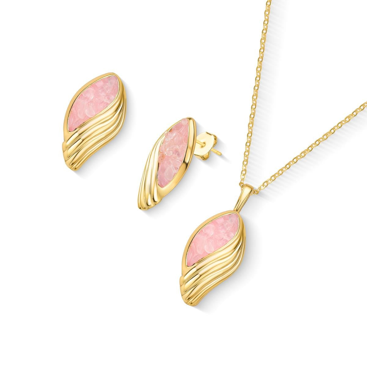 Conjunto Florir variação calcita laranja folheado a ouro