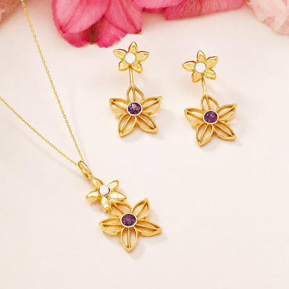 Conjunto Brilhato Florir folheado a ouro acabamento
