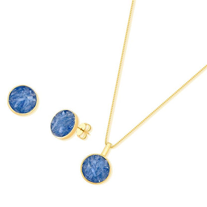 Conjunto Brilhato Pedras Naturais Brasileiras — Folheado a Ouro