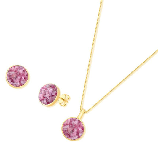 Conjunto Brilhato Pedras Naturais Brasileiras — Folheado a Ouro