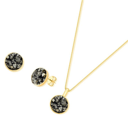 Conjunto Brilhato Pedras Naturais Brasileiras — Folheado a Ouro