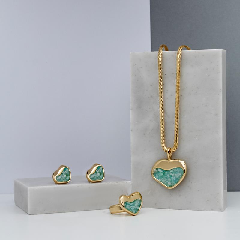 Conjunto Brilhato Pedras Naturais Brasileiras — Folheado a Ouro