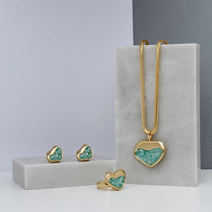 Conjunto Brilhato Pedras Naturais Brasileiras — Folheado a Ouro