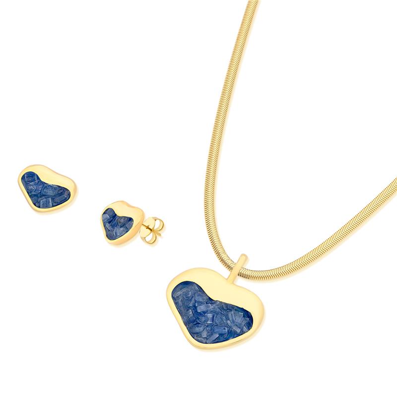 Conjunto Brilhato Pedras Naturais Brasileiras — Folheado a Ouro