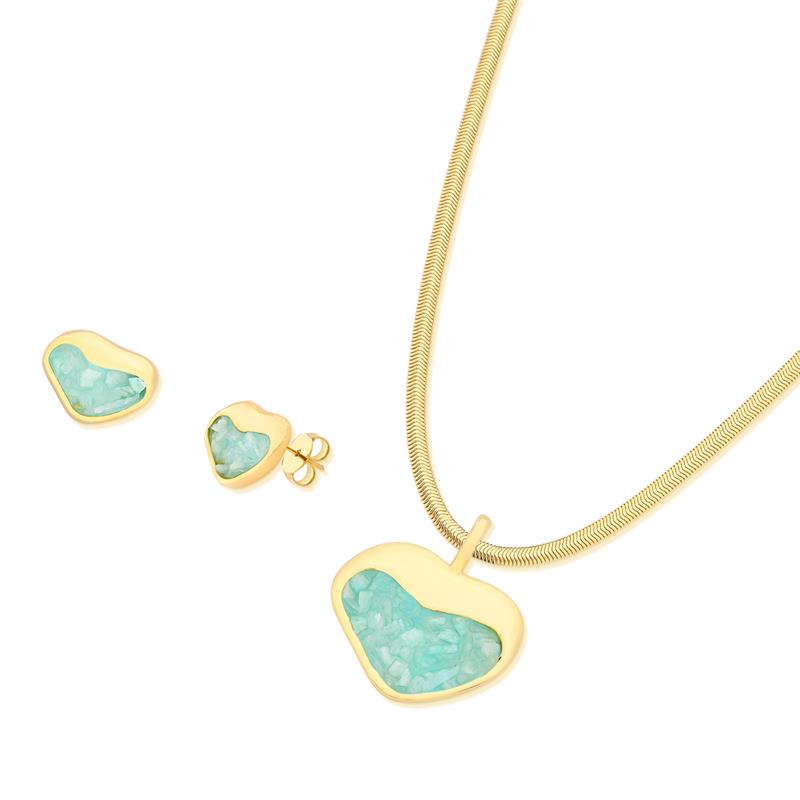 Conjunto Brilhato Pedras Naturais Brasileiras — Folheado a Ouro