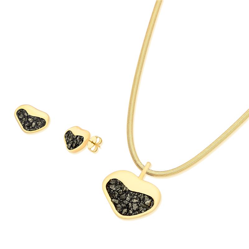 Conjunto Brilhato Pedras Naturais Brasileiras — Folheado a Ouro