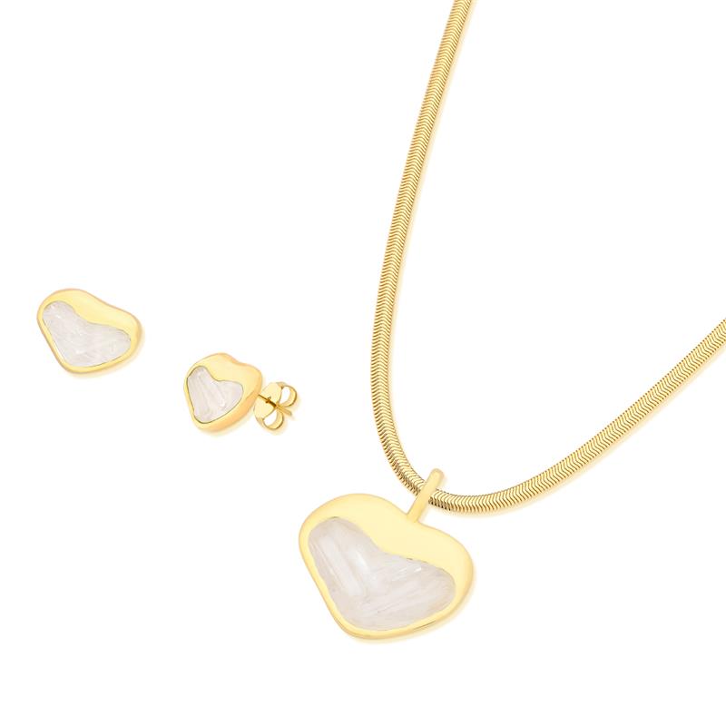 Conjunto Brilhato Pedras Naturais Brasileiras — Folheado a Ouro