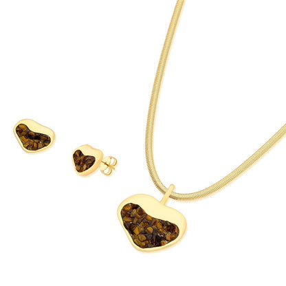 Conjunto Brilhato Pedras Naturais Brasileiras — Folheado a Ouro