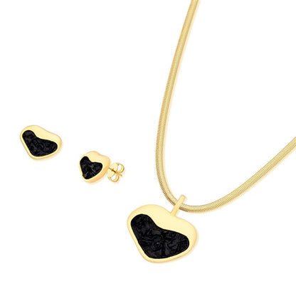 Conjunto Brilhato Pedras Naturais Brasileiras — Folheado a Ouro