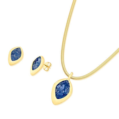 Conjunto Brilhato Pedras Naturais Brasileiras — Folheado a Ouro