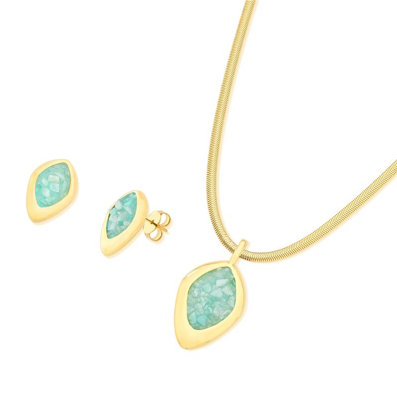 Conjunto Brilhato Pedras Naturais Brasileiras — Folheado a Ouro