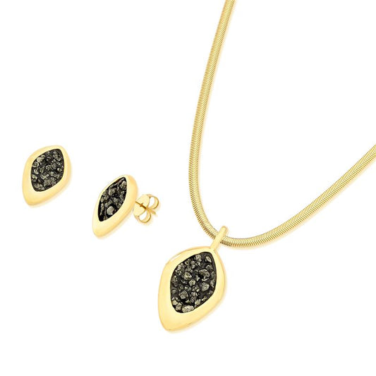 Conjunto Brilhato Pedras Naturais Brasileiras — Folheado a Ouro