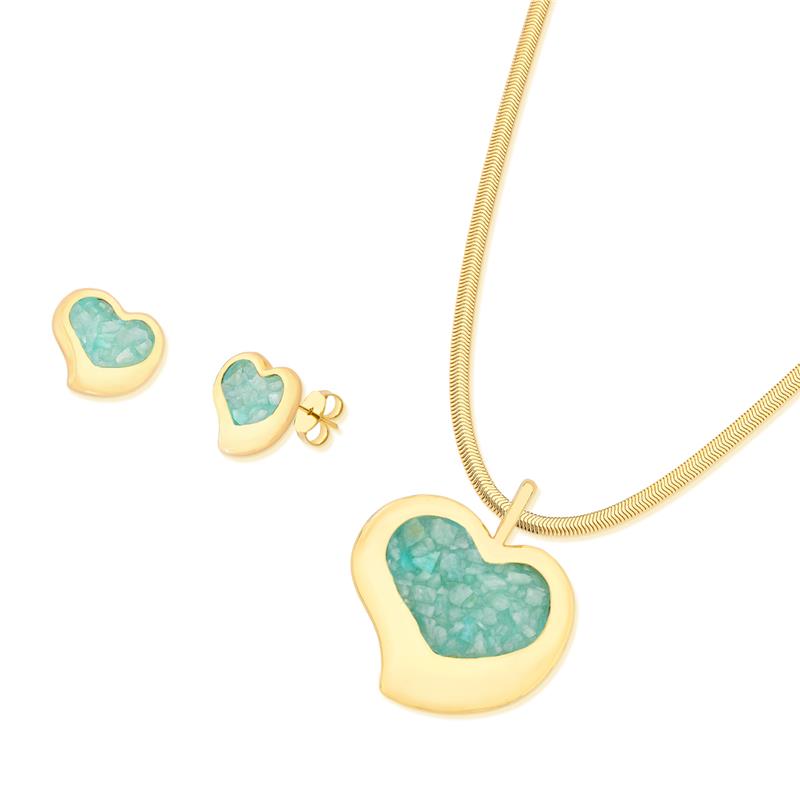 Conjunto Brilhato Pedras Naturais Brasileiras — Folheado a Ouro