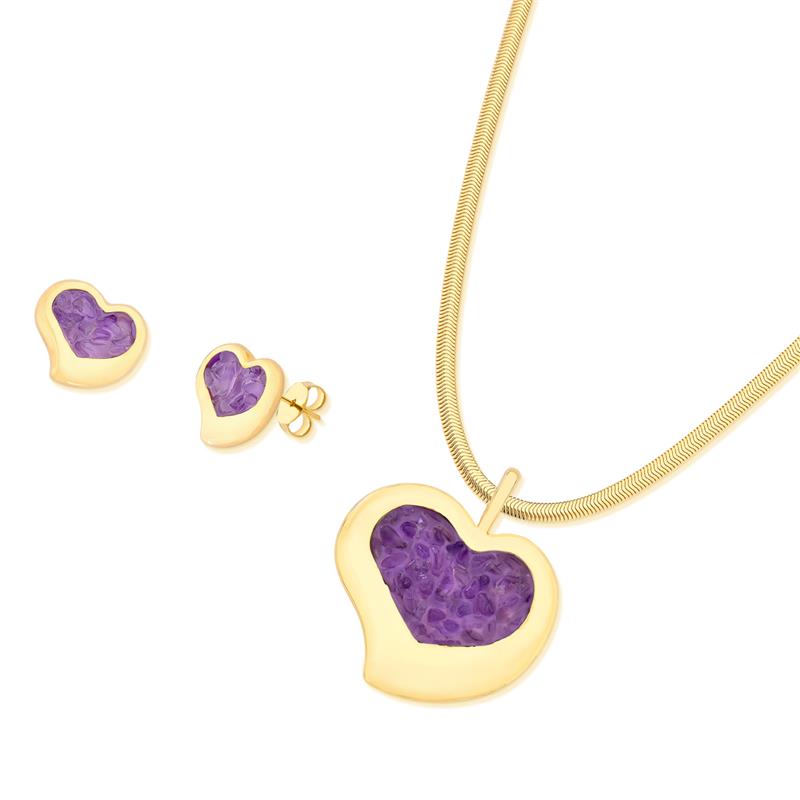 Conjunto Brilhato Pedras Naturais Brasileiras — Folheado a Ouro