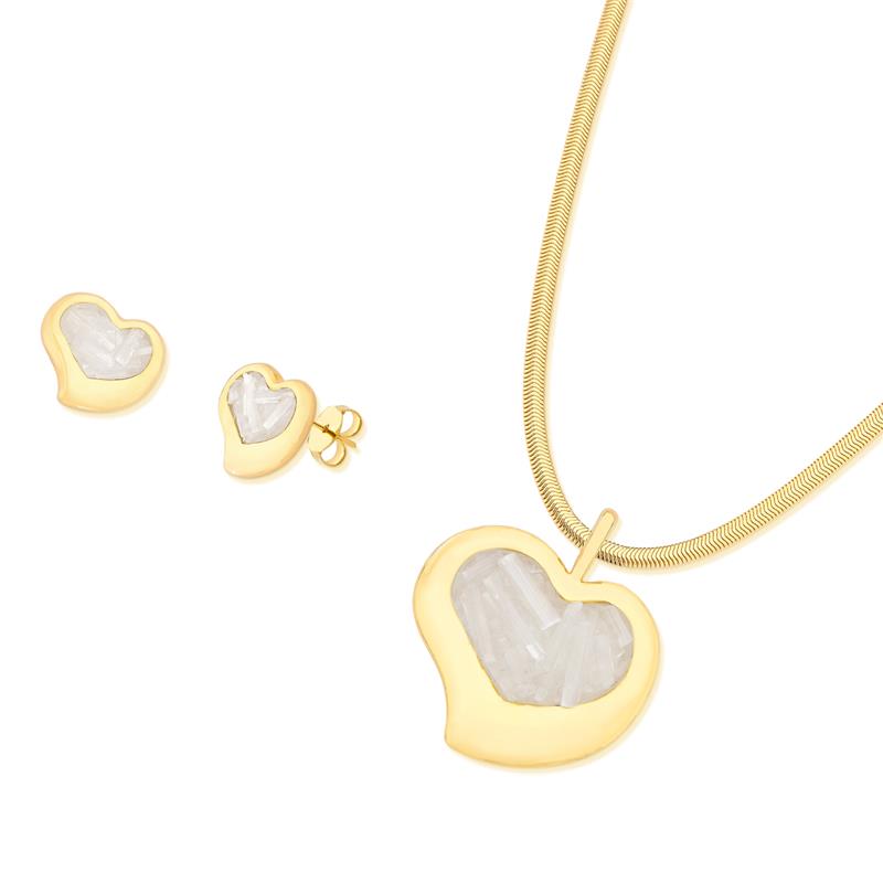 Conjunto Brilhato Pedras Naturais Brasileiras — Folheado a Ouro