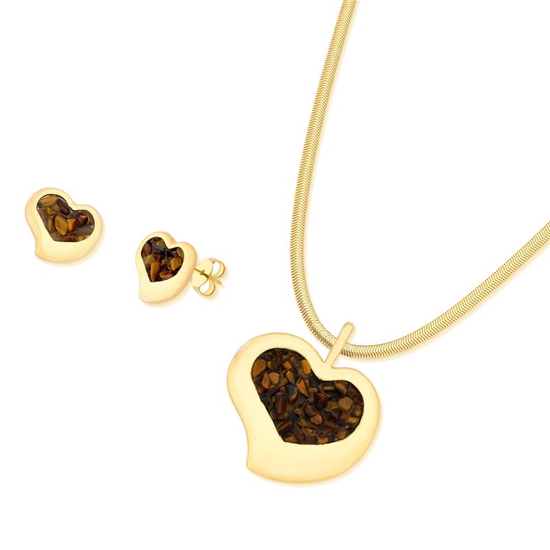 Conjunto Brilhato Pedras Naturais Brasileiras — Folheado a Ouro