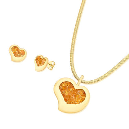 Conjunto Brilhato Pedras Naturais Brasileiras — Folheado a Ouro